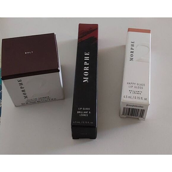 NIB~Morphe Cosmetics 3 Pc. Lip Gloss~Lip Glaze~Jelly Eye Shimmer Bundle - Picture 1 of 5